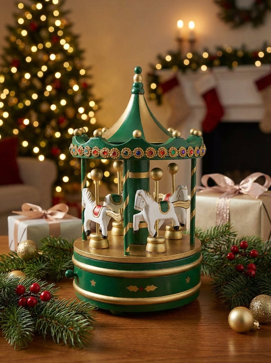 WOODEN Musical Carousel - Green