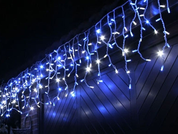 BLUE/WHITE 120 LED Christmas Icicle Lights 2.5 metres