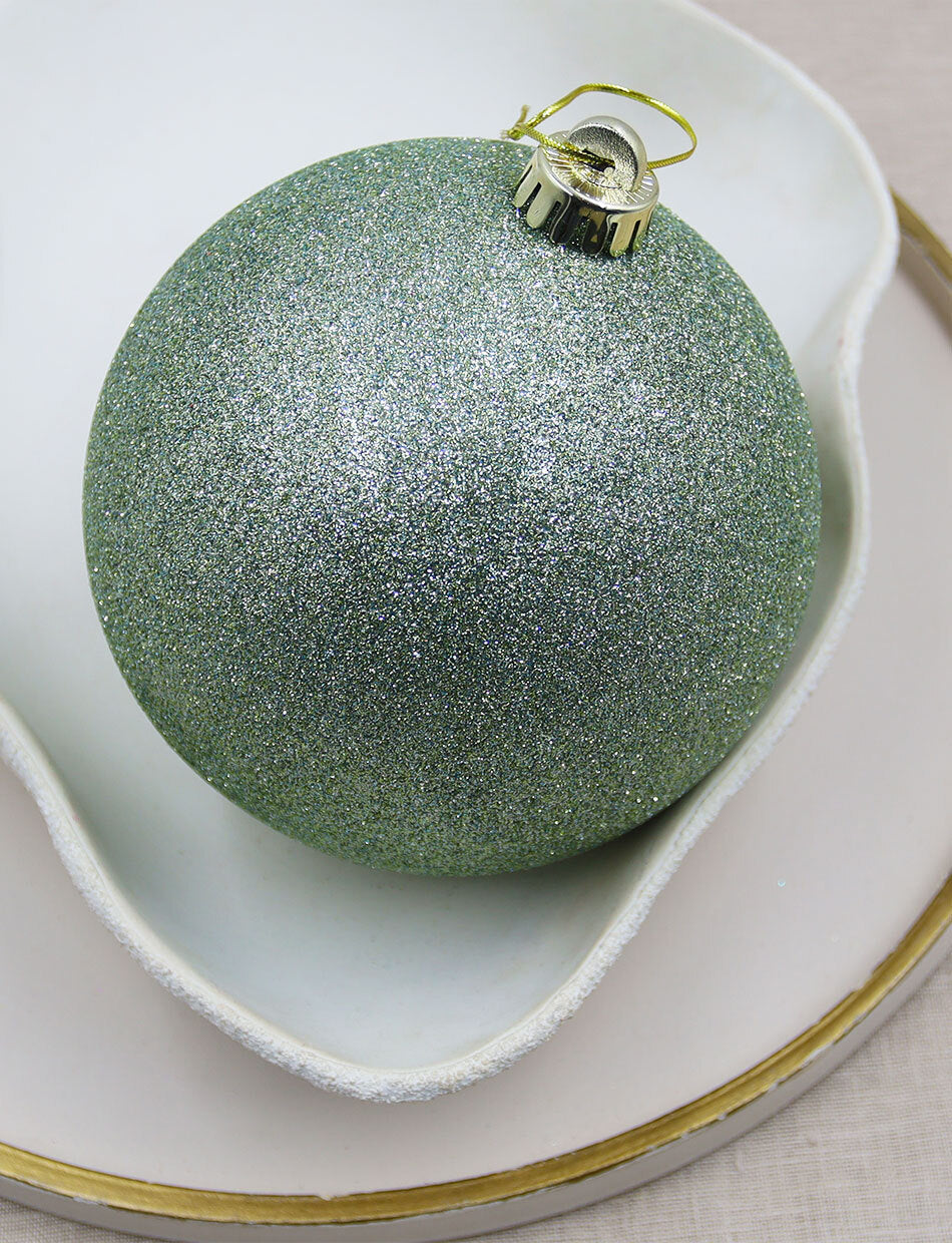Sage Green 150mm Glitter Christmas Bauble
