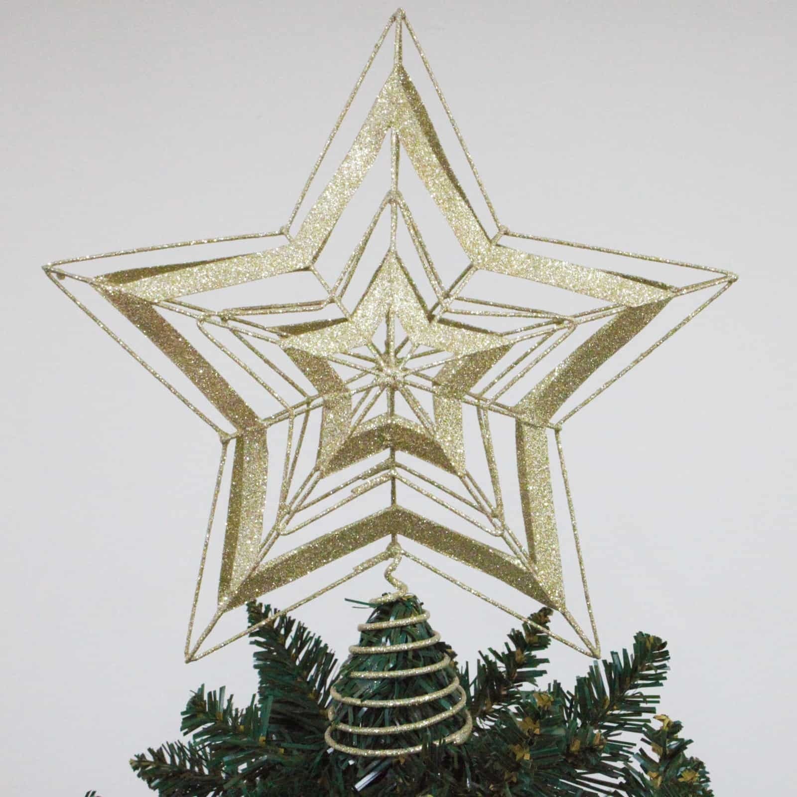 CHAMPAGNE GLITTER TREE TOPPER STAR 215mm
