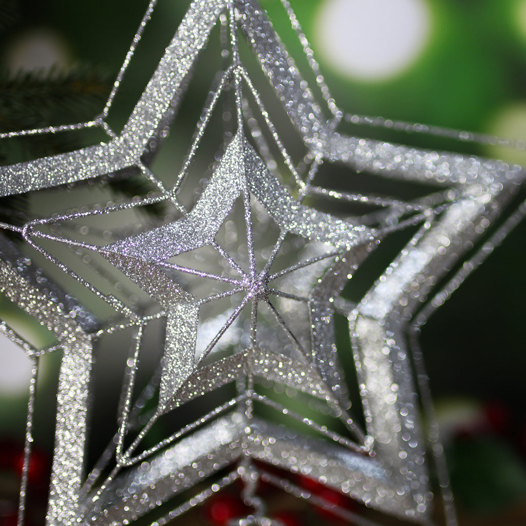 Silver Decorative Tree Topper Star 215mm