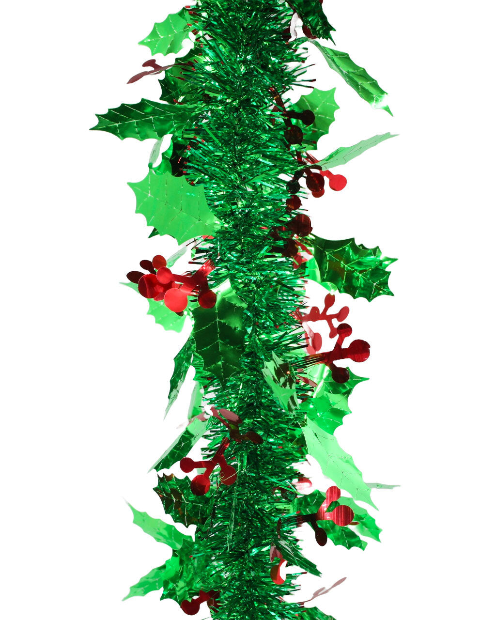 25m HOLLY Green Leaf Tinsel with Red Berry 100mm wide