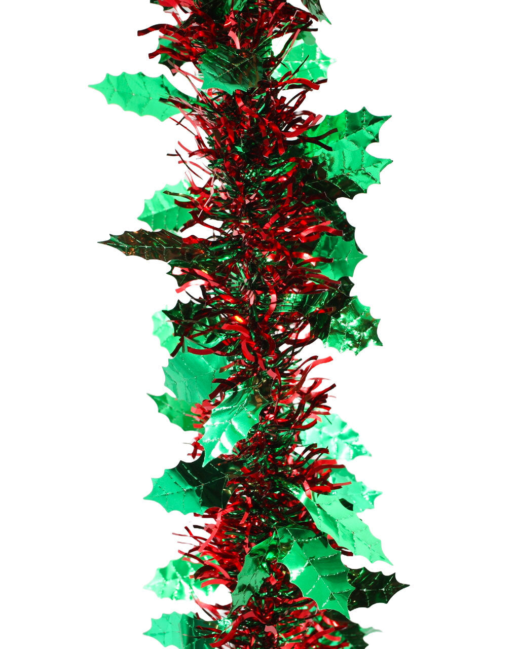 25m HOLLY Red Leaf with Green Red Tinsel 100mm wide