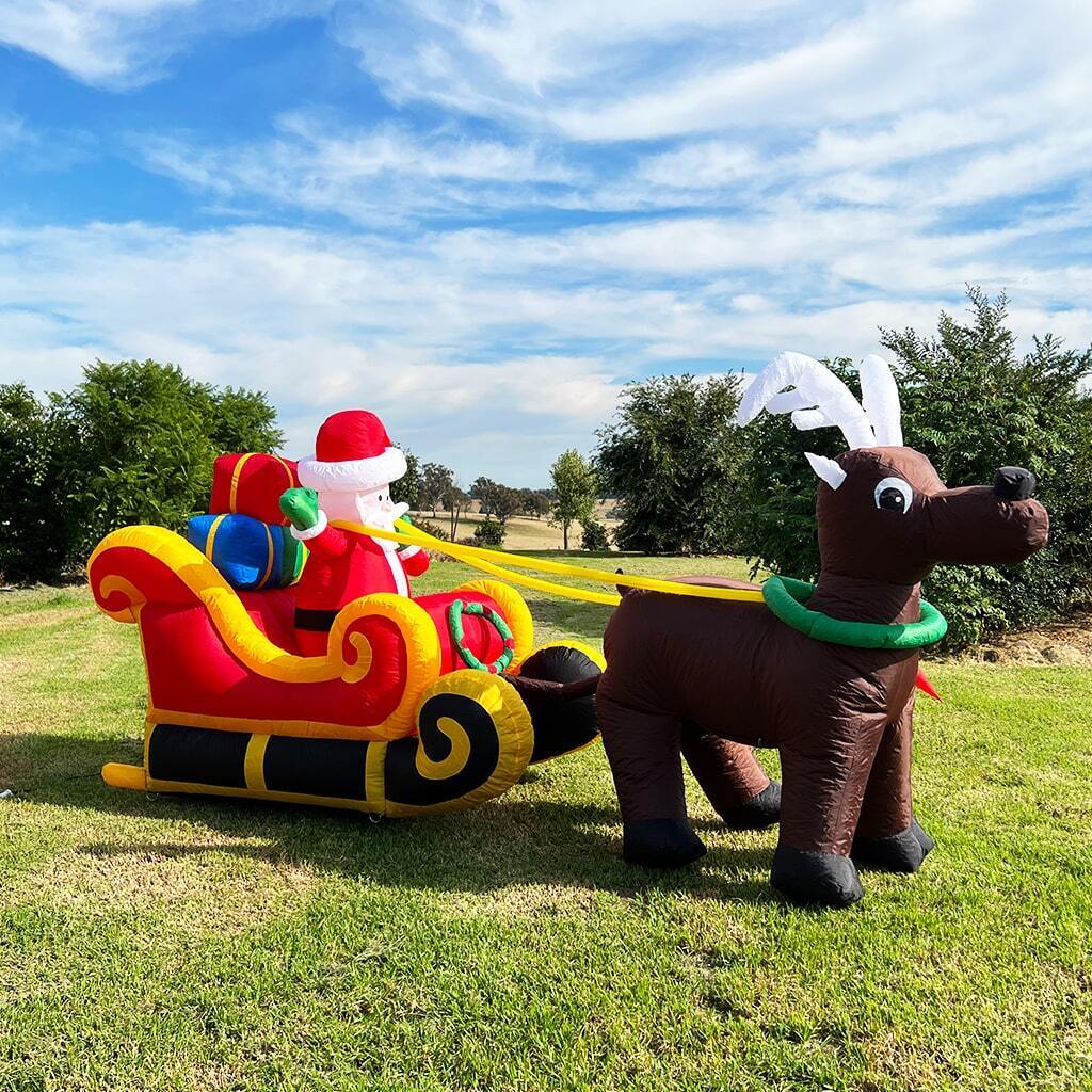 3.4m Santa Sleigh and Reindeer Inflatable