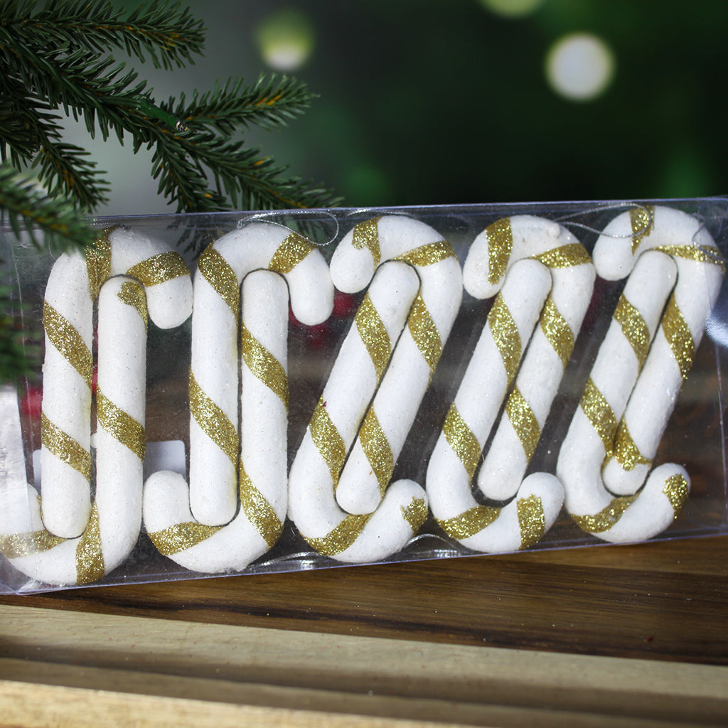 Christmas Tree Ornaments Candy Cane Gold and White