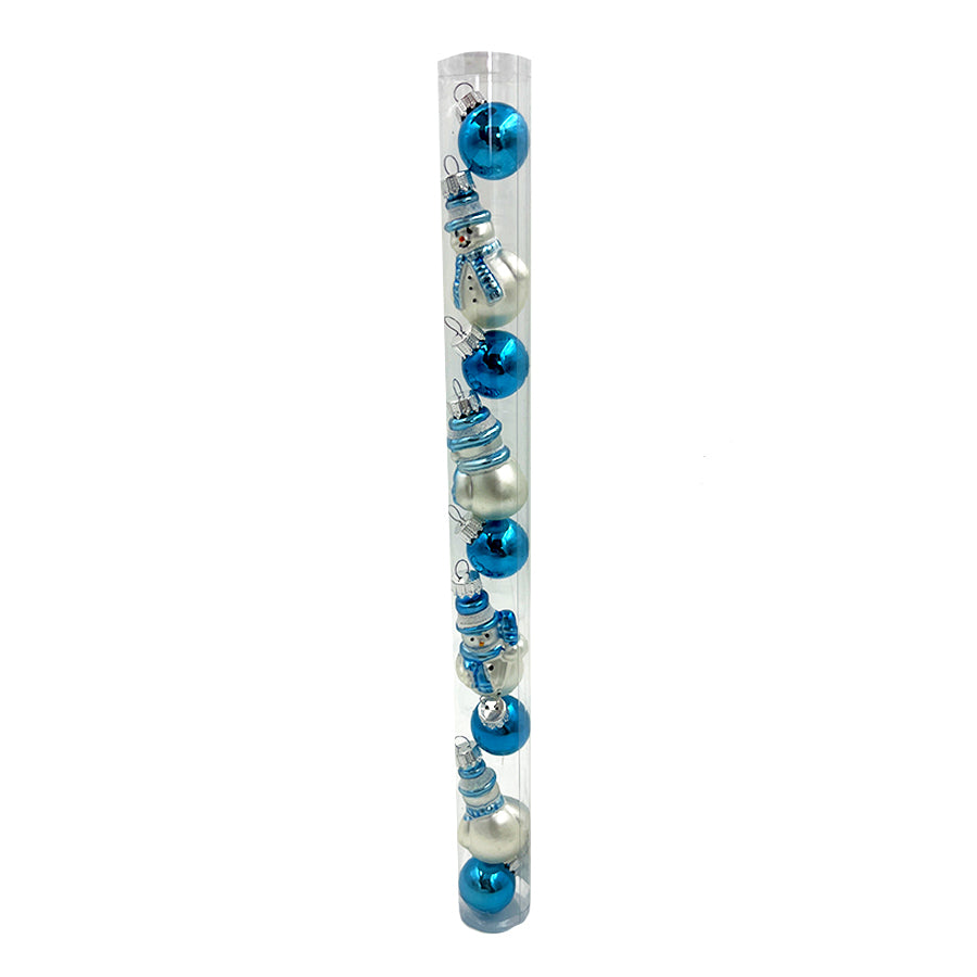 Glass Christmas Bauble single Mini figure ball - 18 / tube Snowman