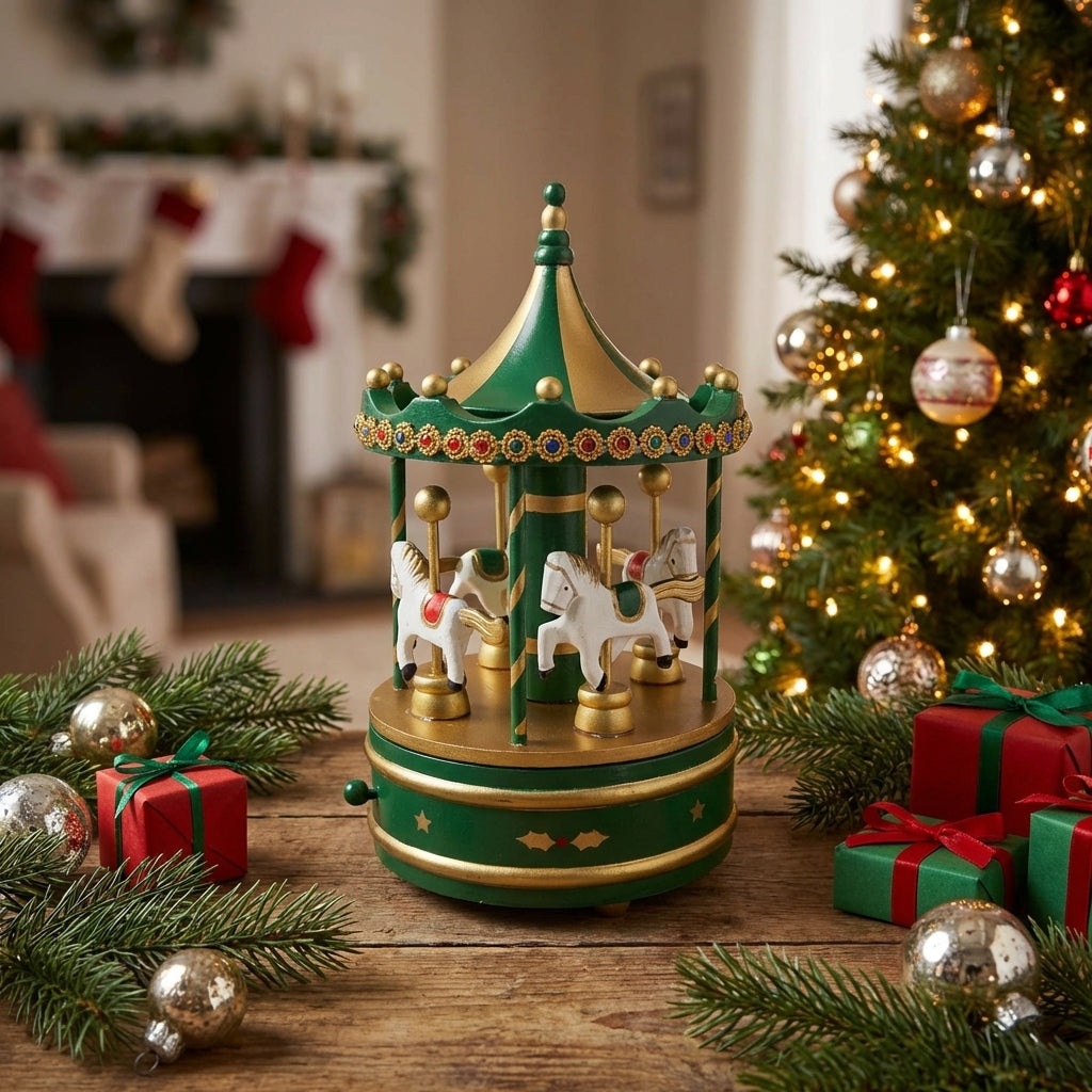 WOODEN Musical Carousel - Green
