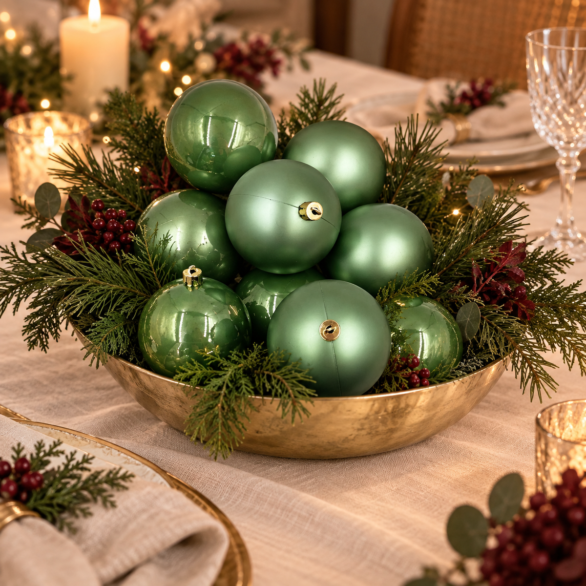 80mm Sage Christmas Baubles Pearl Matt Packs