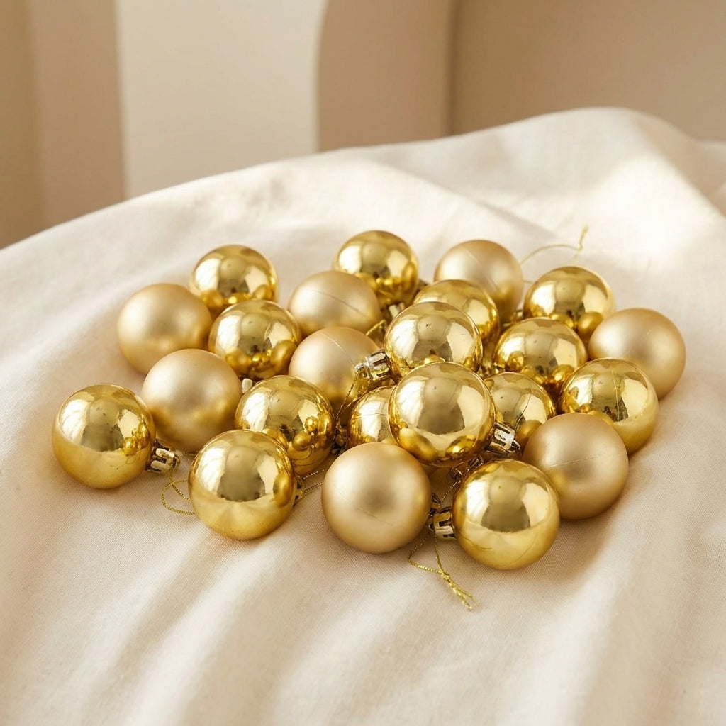 GOLD 40mm Christmas Baubles Gloss Matt 24 pack