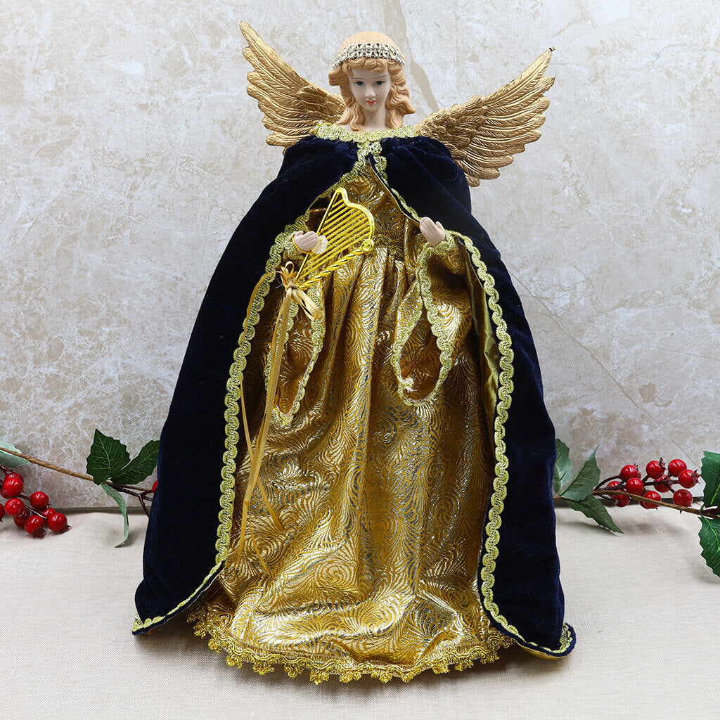 Navy Blue and Gold Angel Tree Topper
