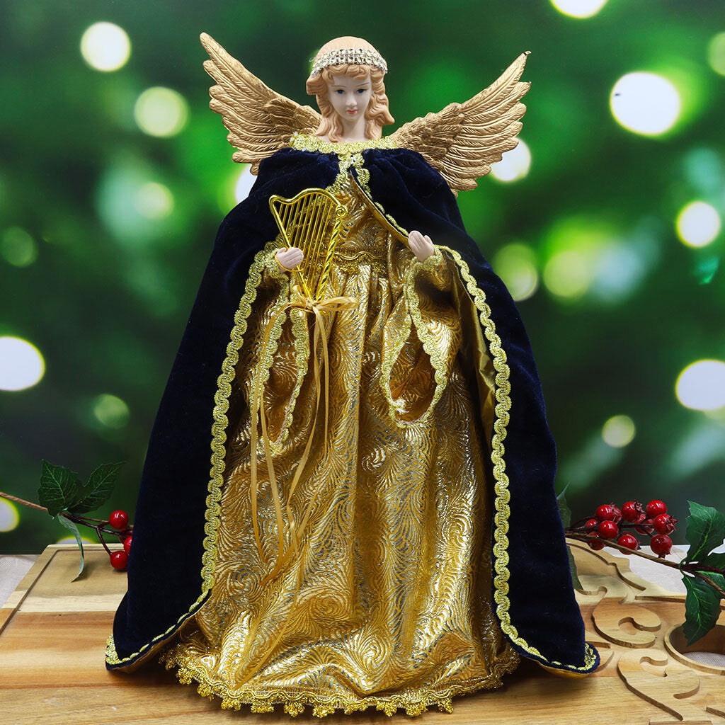 Navy Blue and Gold Angel Tree Topper