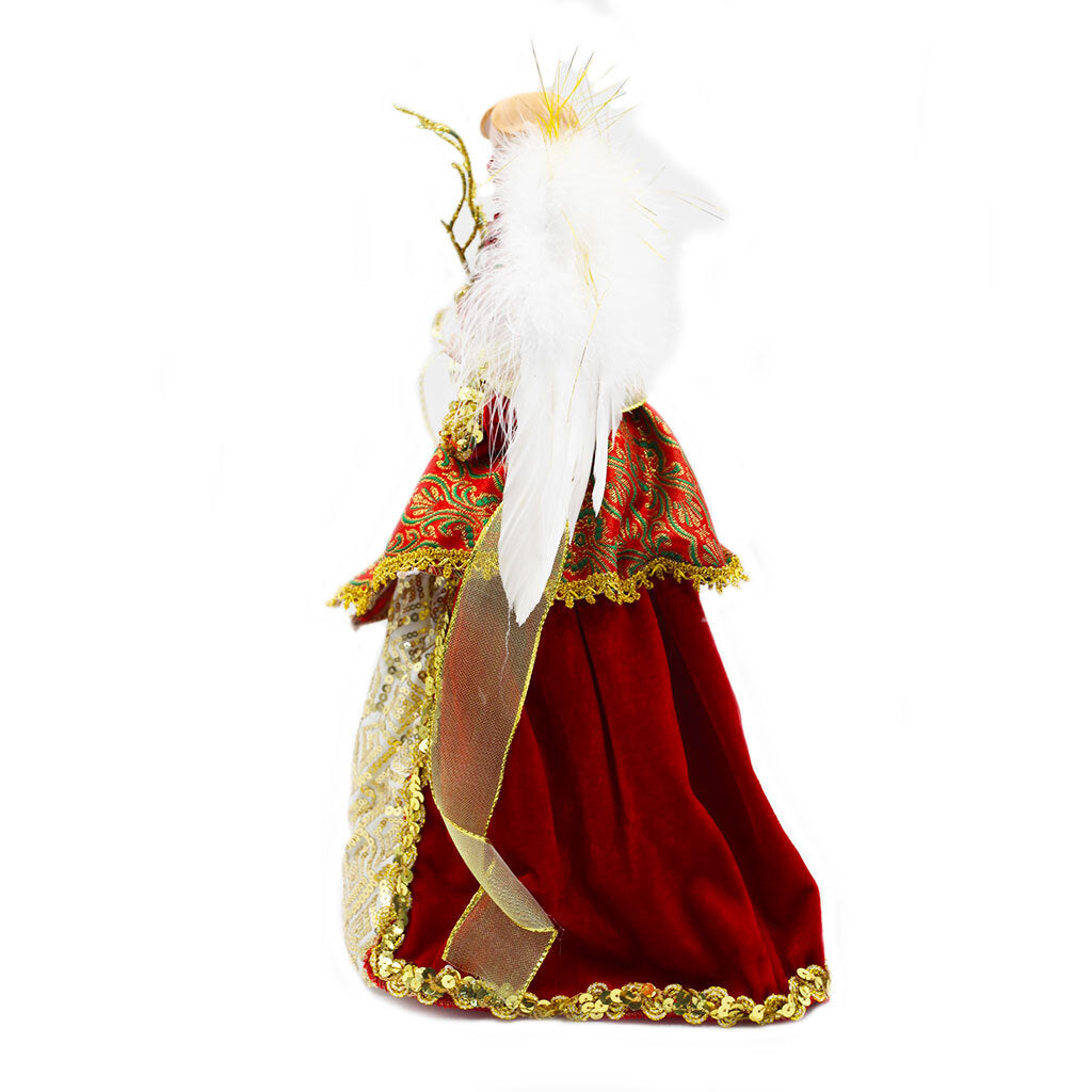 Red and Gold Angel Tree Topper 40cm