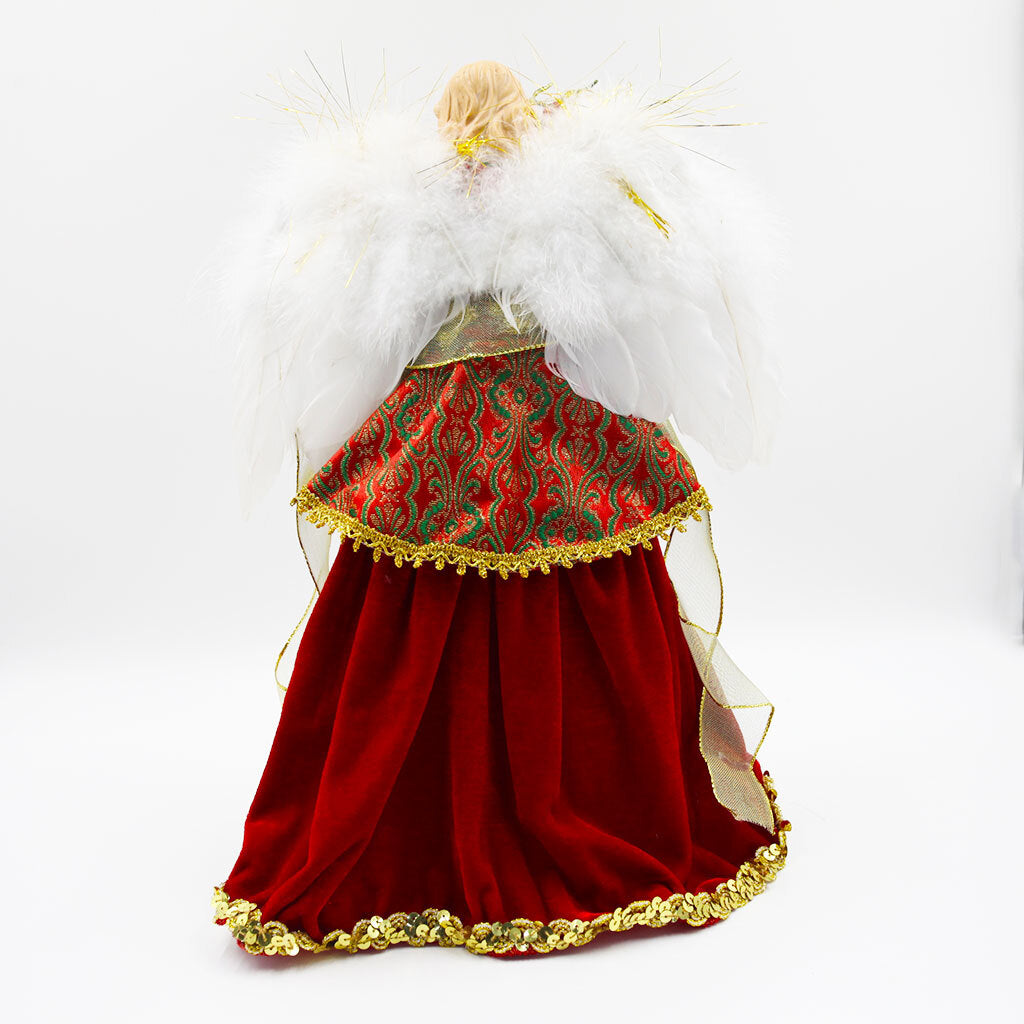 Red and Gold Angel Tree Topper 40cm