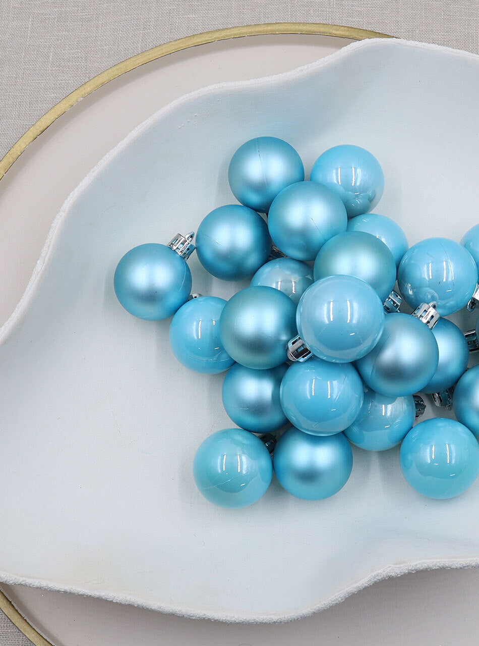 Baby Blue 40mm Christmas Baubles Pearl Matt 24 Pack