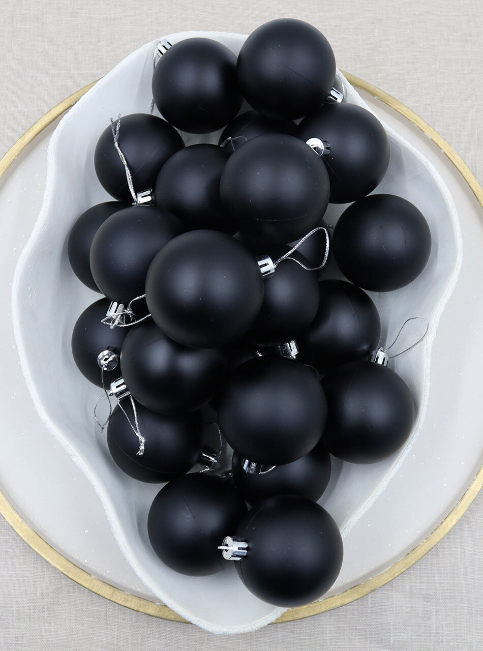 Black Christmas Baubles 70mm Matt Packs