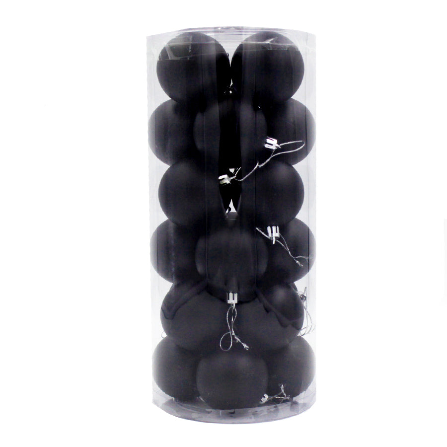 Black Christmas Baubles 80mm Matt Packs
