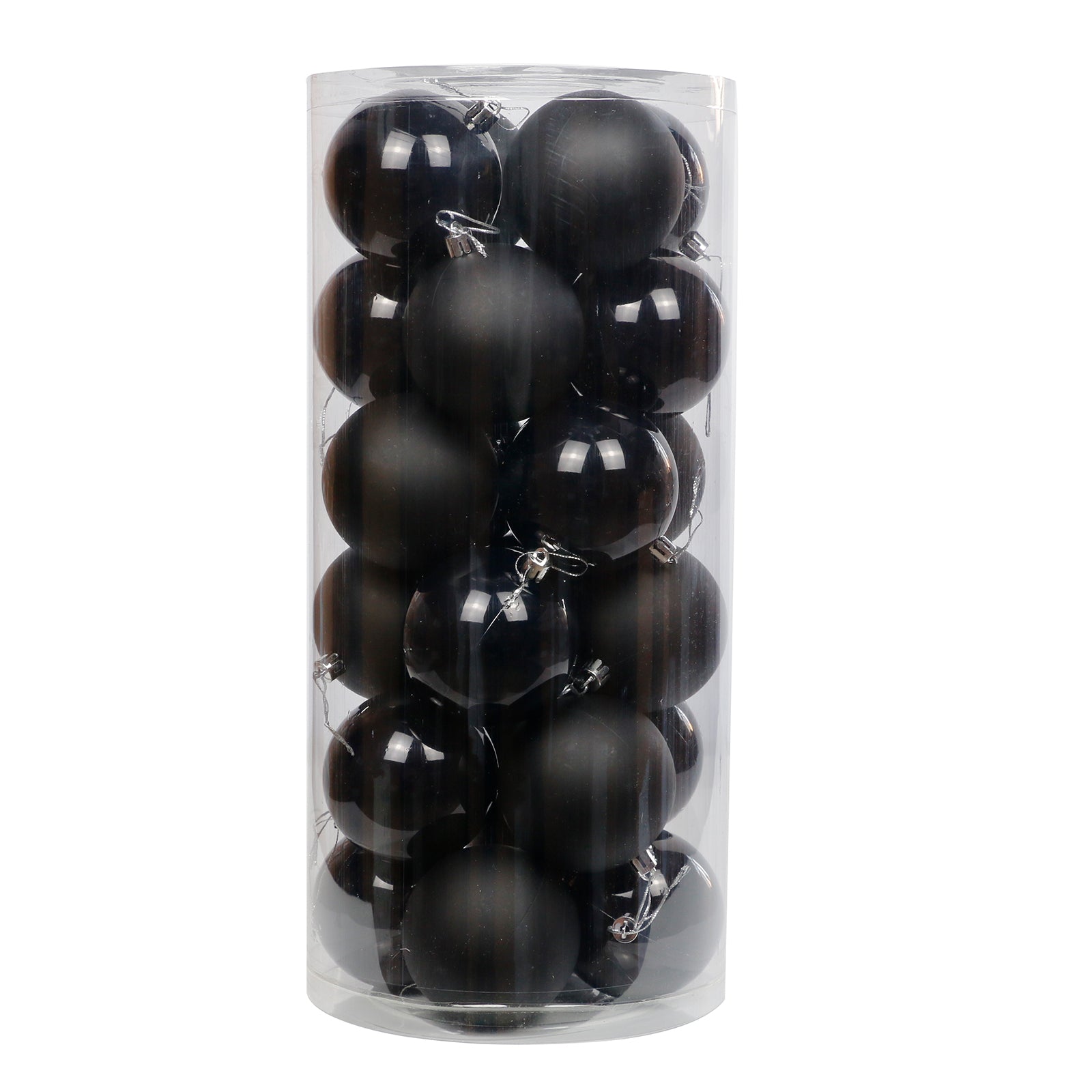 Black Christmas Baubles 60mm Pearl Matt 24 and 48 Packs