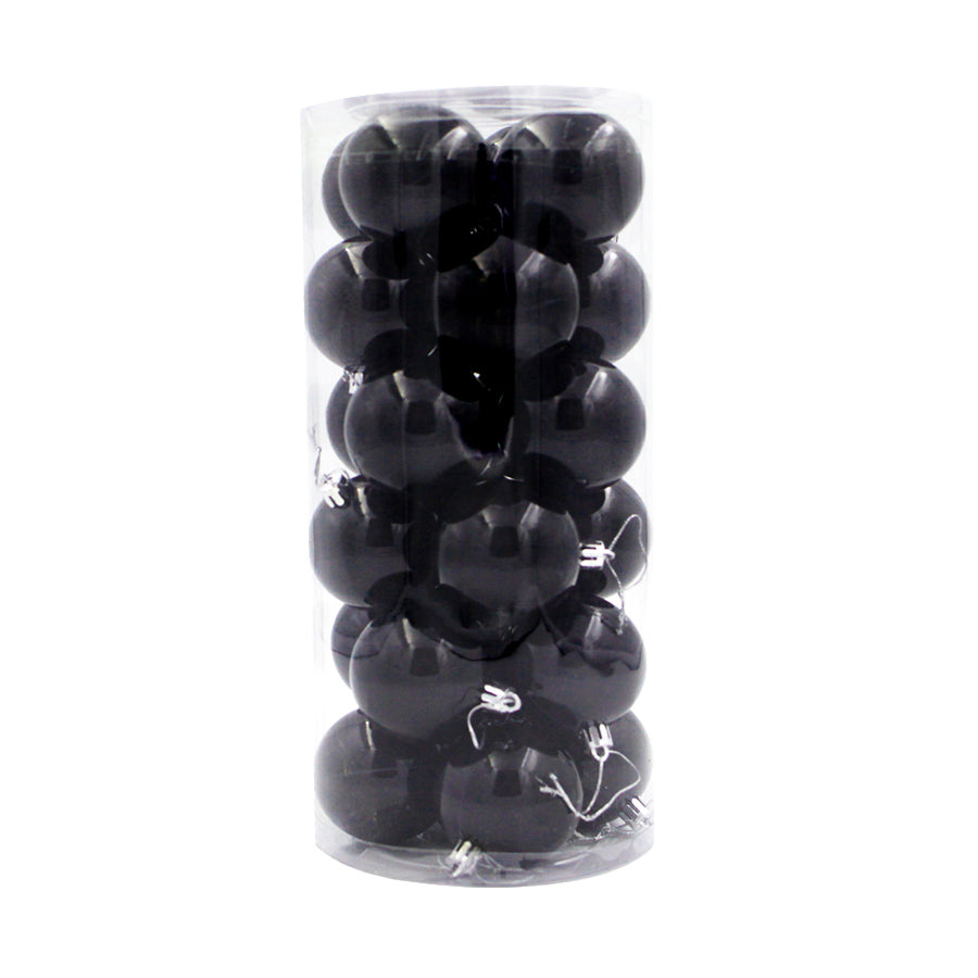 BLACK Christmas Baubles 70mm Packs Gloss