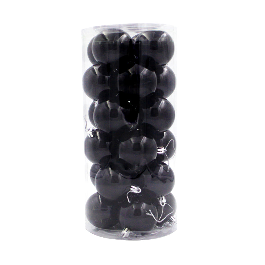 Black Christmas Baubles 80mm Gloss Packs
