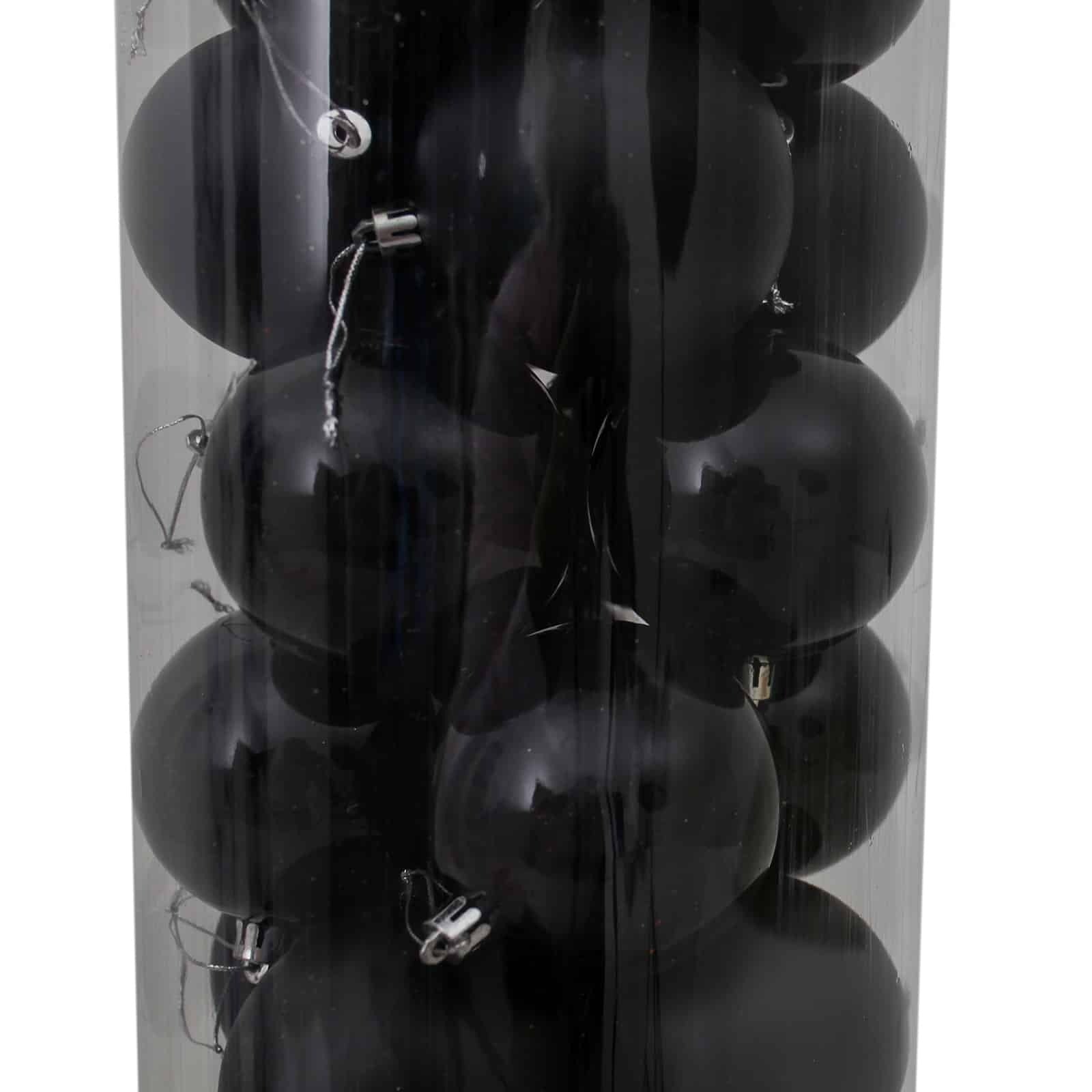 Black Christmas Baubles 70mm Gloss Pearl Matt 24 Pack