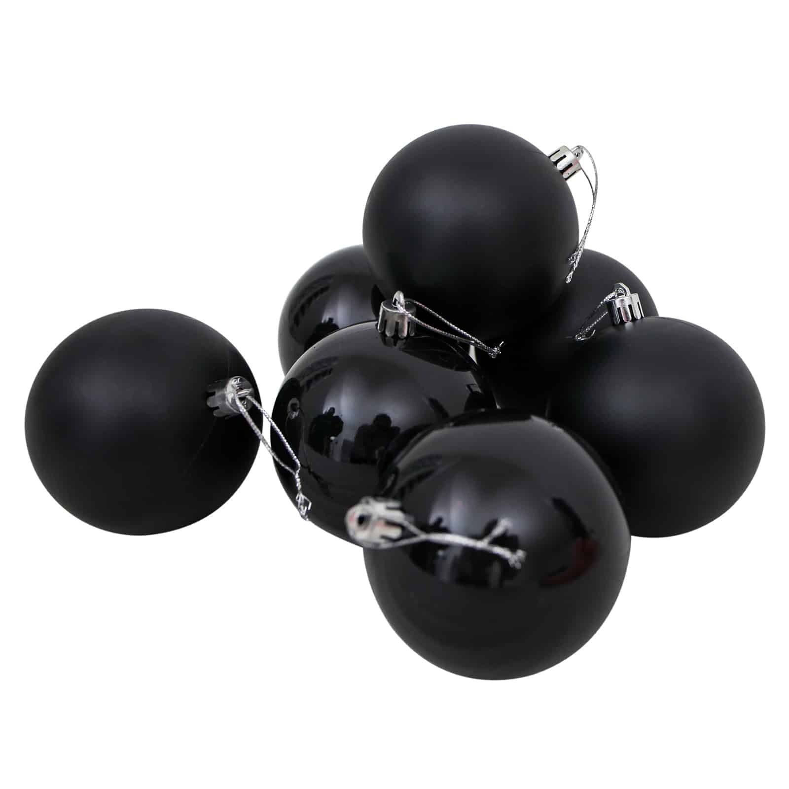 Black Christmas Baubles 70mm Gloss Pearl Matt 24 Pack