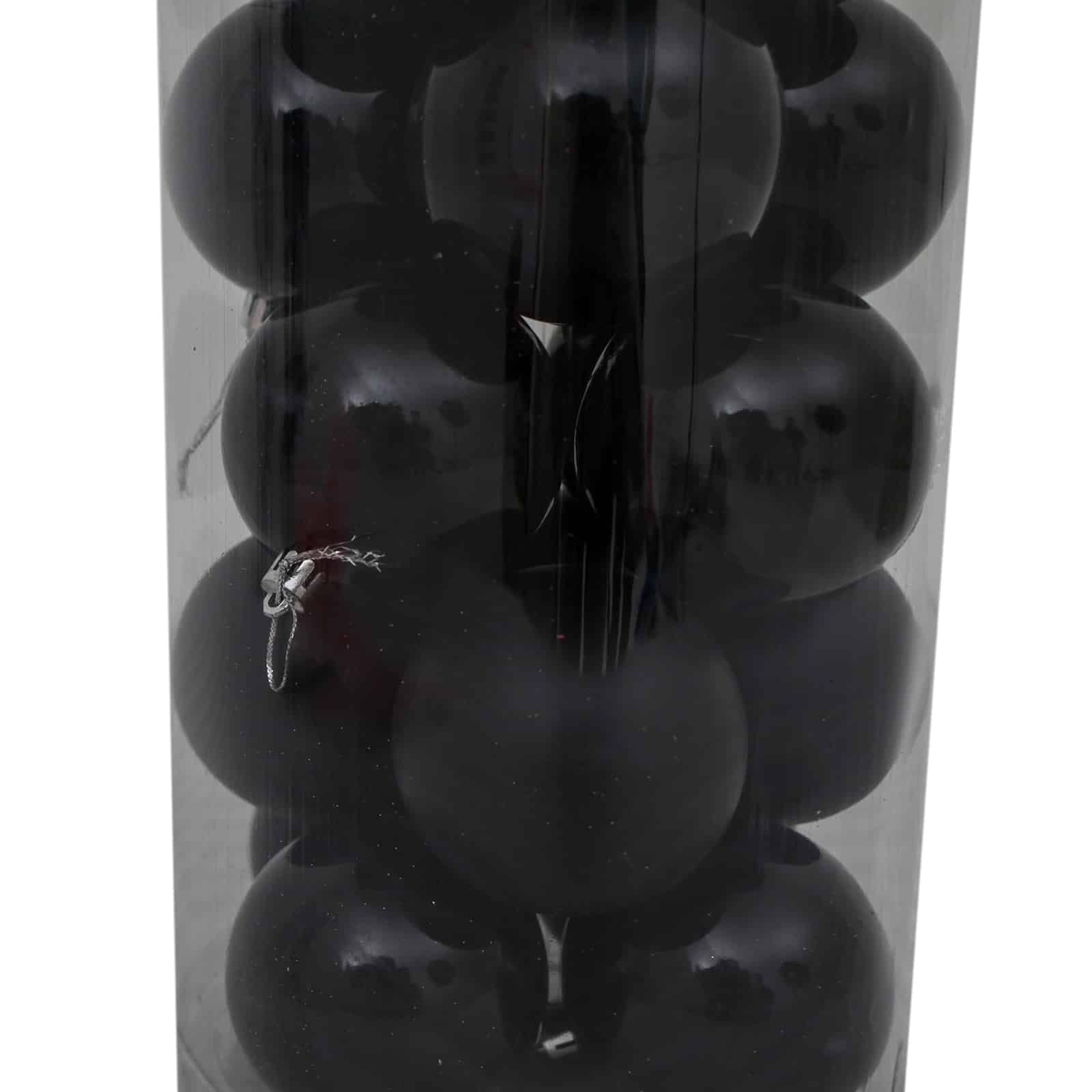 Black Christmas Baubles 70mm Gloss Pearl Matt 24 Pack