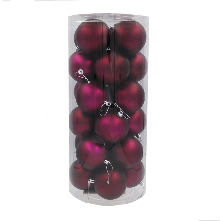 Burgundy Christmas Baubles 60mm Matt 24 and 48 Packs