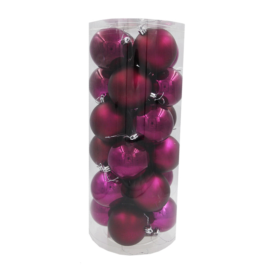 Burgundy Christmas Baubles 70mm Pearl Matt