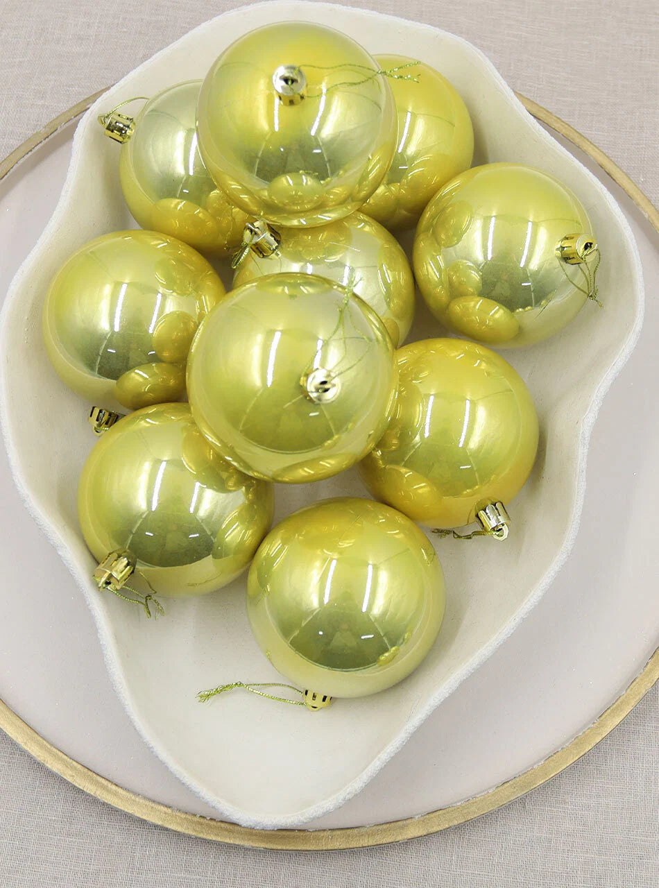 PALE GOLD 70mm Christmas Baubles Pearl 24 Pack