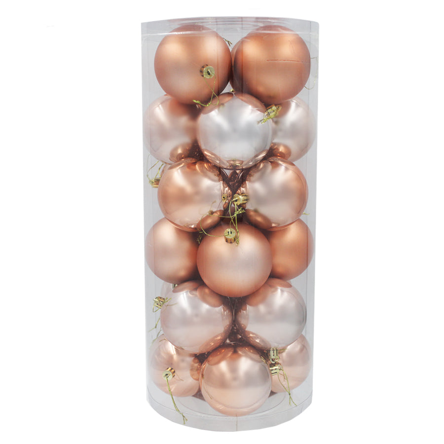 Copper Christmas Baubles 60mm Pearl Packs