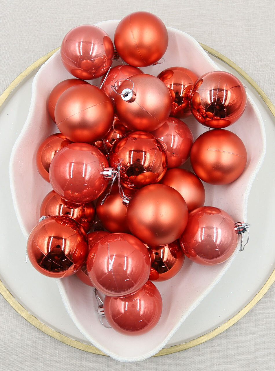 CORAL Christmas Baubles 60mm Gloss Pearl Matt Packs