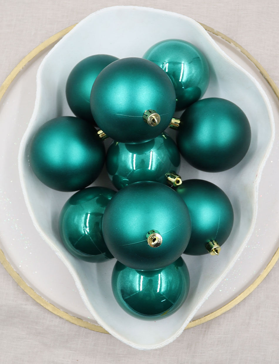 Dark Teal Christmas Baubles 80mm Pearl Matt 48 Pack
