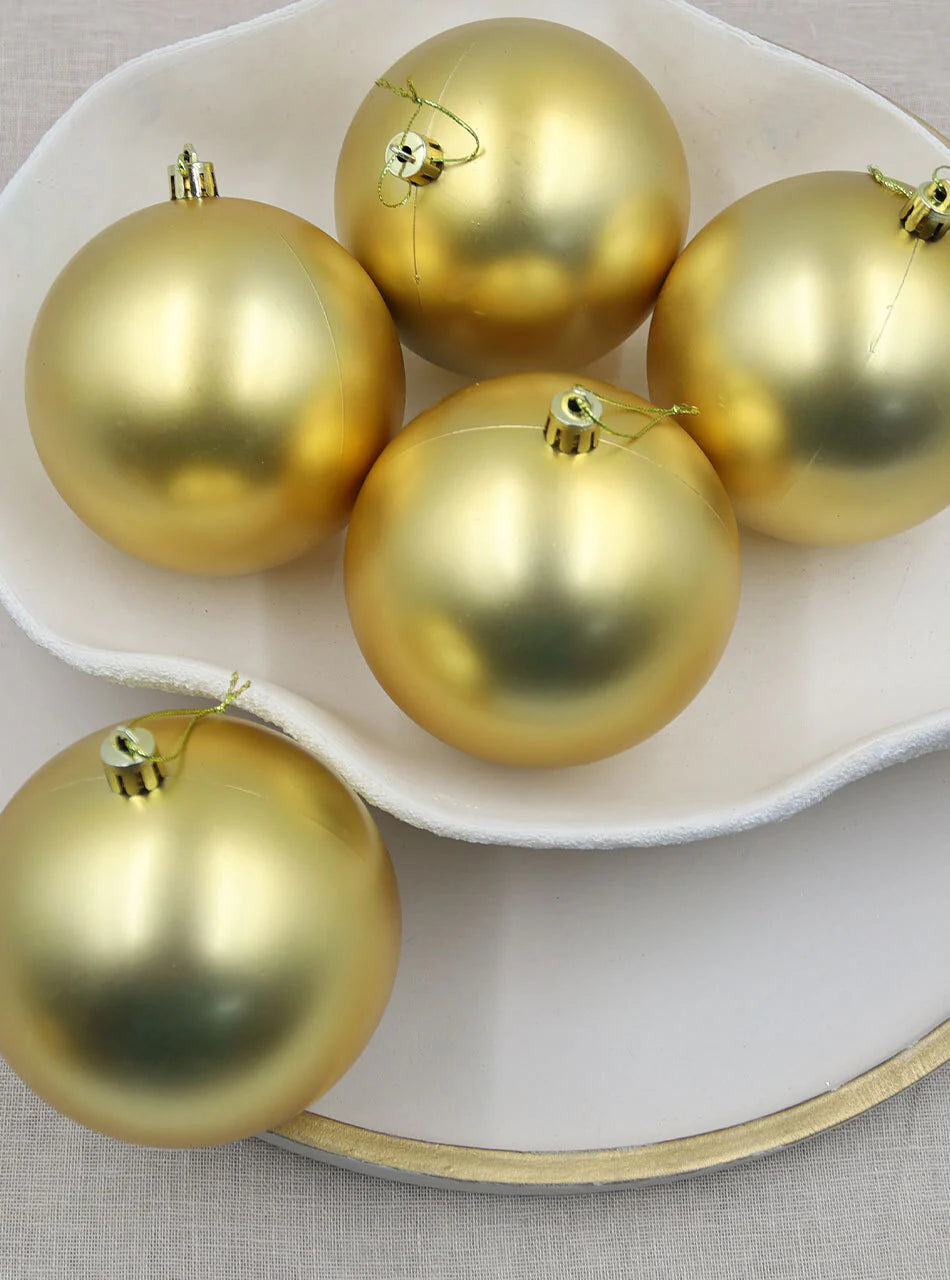 3 GOLD Christmas Baubles 150mm 3 Balls Matt