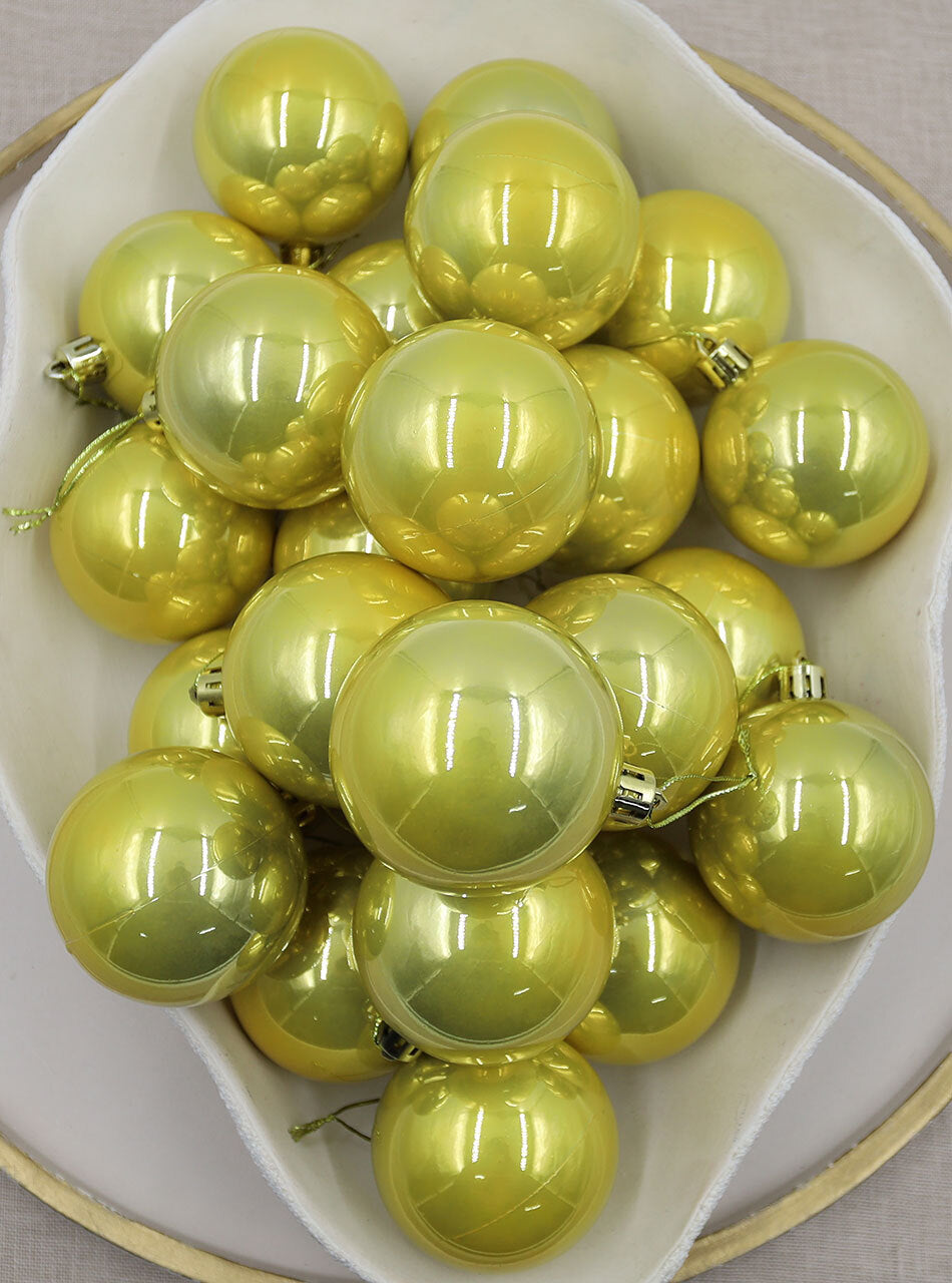Gold Christmas Baubles 70mm Pearl 48 Pack