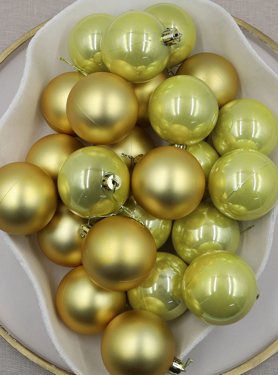 Gold Christmas Baubles 70mm Pearl Matt 48 Pack
