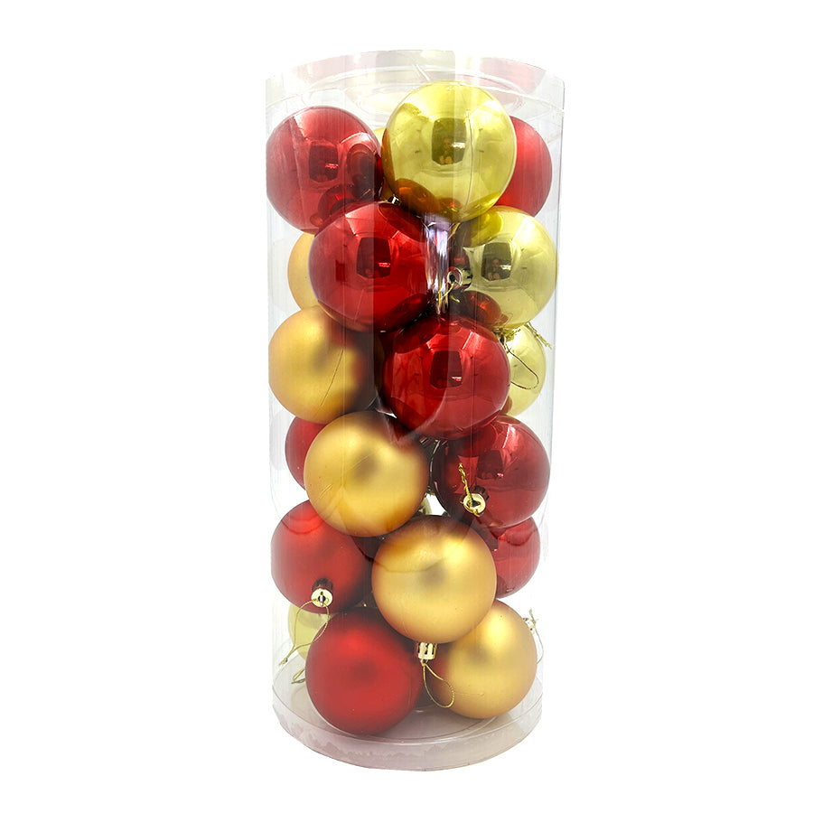 Gold Red Christmas Baubles 60mm Gloss Matt Packs