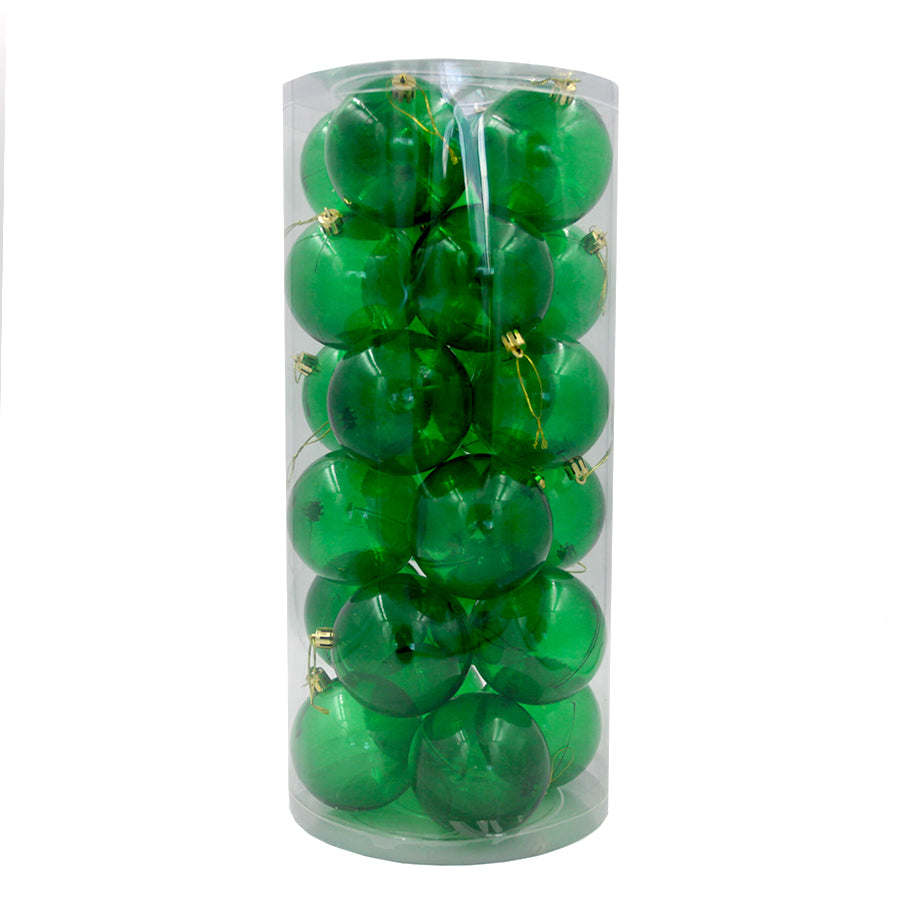 Green Clear Christmas Baubles 80mm 24 & 48 Packs