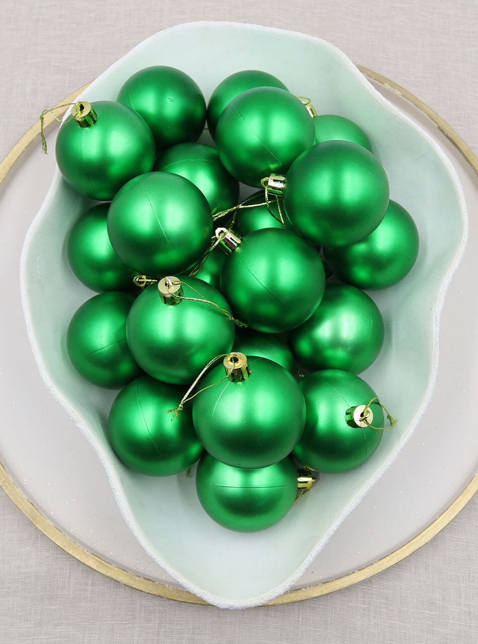 Green Christmas Baubles 60mm Matt 24 and 48 Pack
