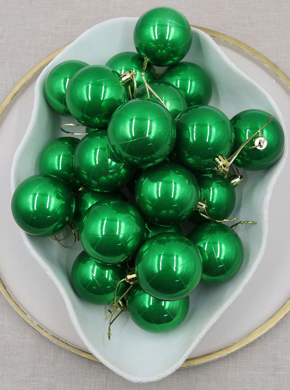 Green Christmas Baubles 80mm Pearl 48 Pack