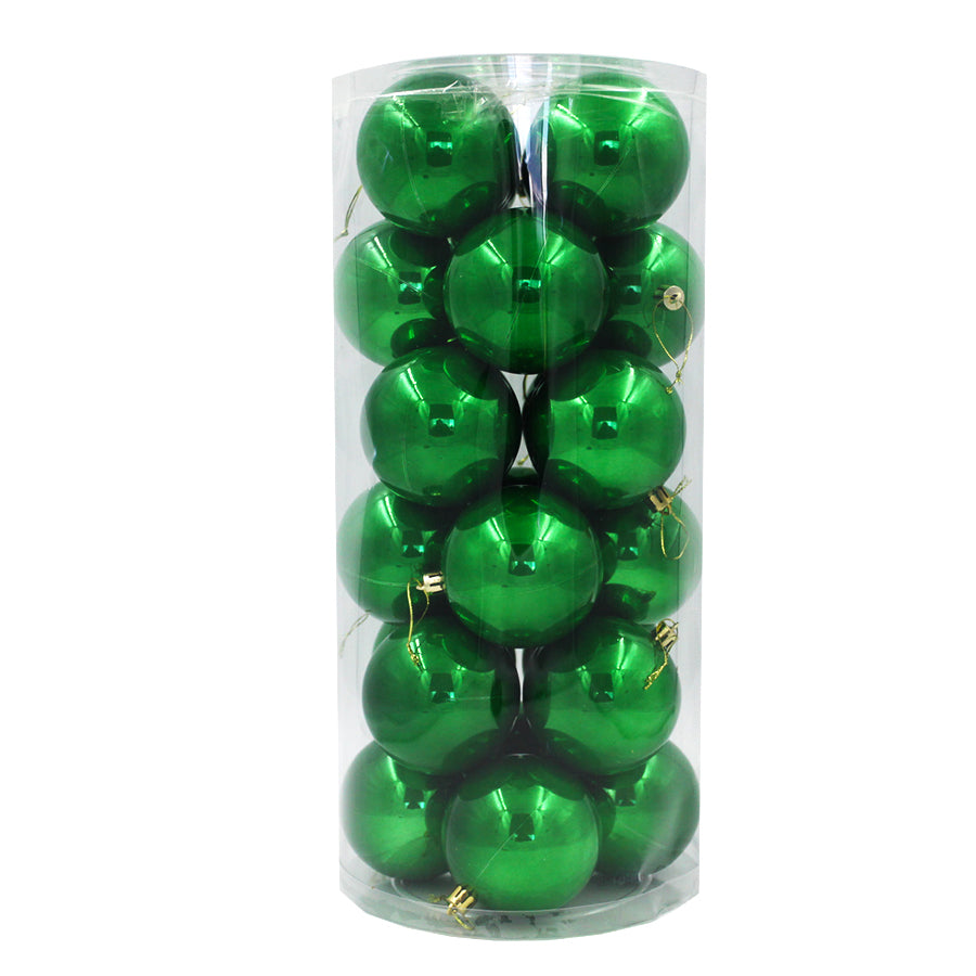 GREEN 70mm Christmas Baubles Gloss Packs