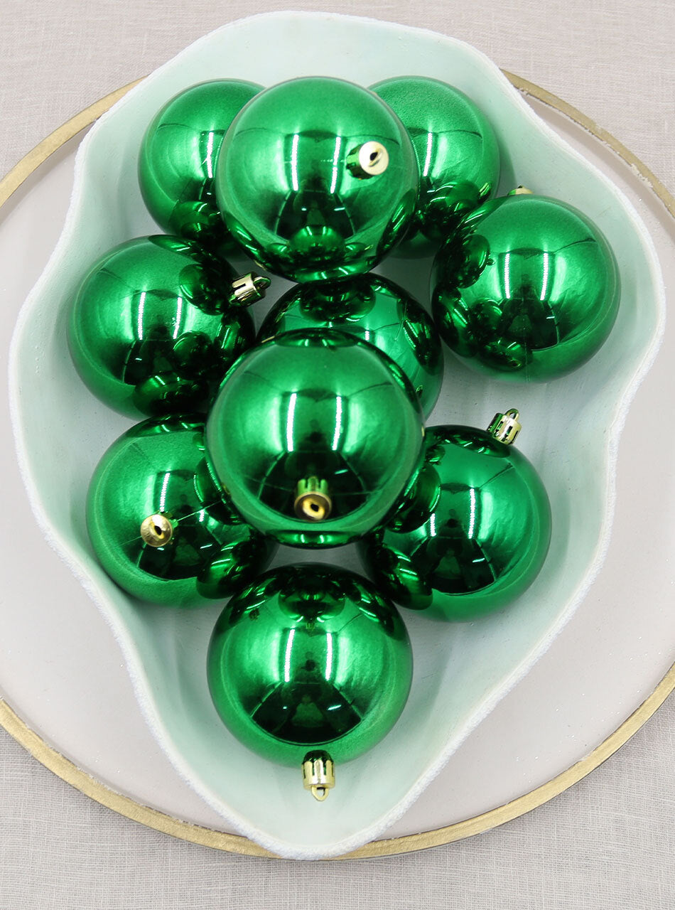 Green Christmas Baubles 80mm Gloss 24 & 48 Packs