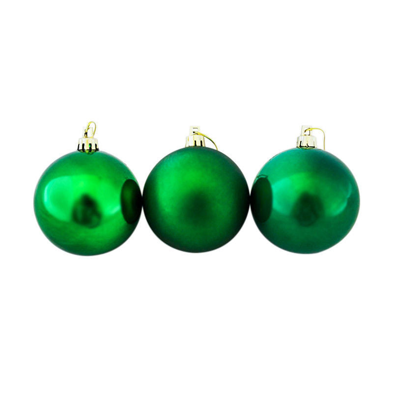 GREEN 70mm Christmas Baubles Gloss Pearl Matt 48 Pack