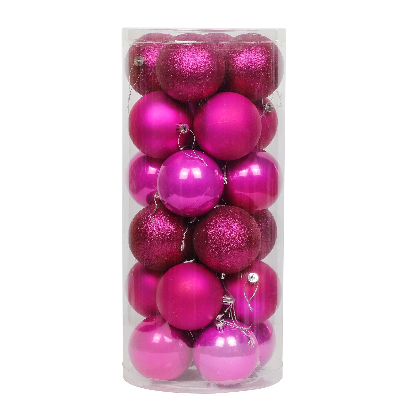 Hot Pink Christmas Baubles 70mm