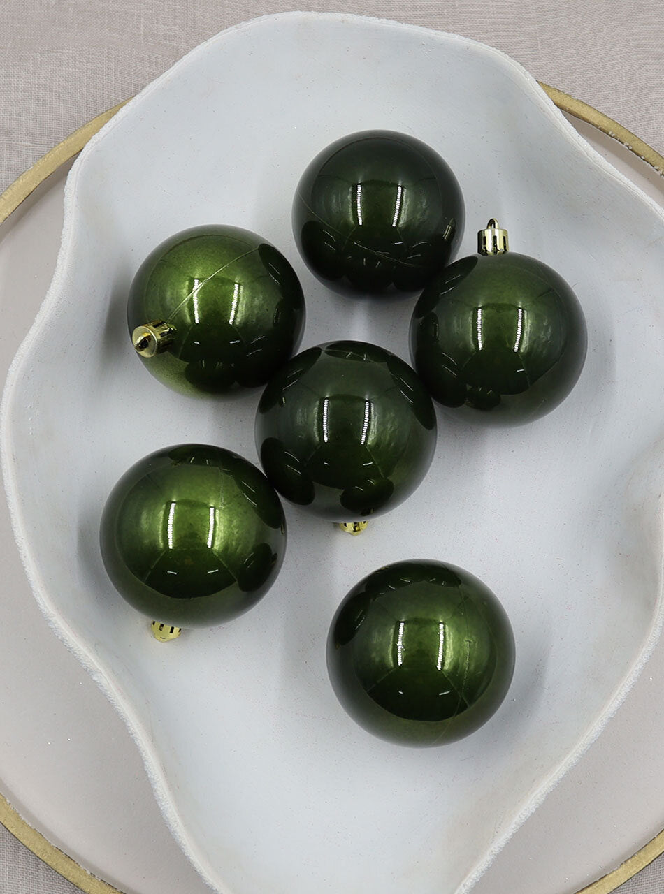 Khaki Christmas Baubles 60mm Pearl 6 Pack
