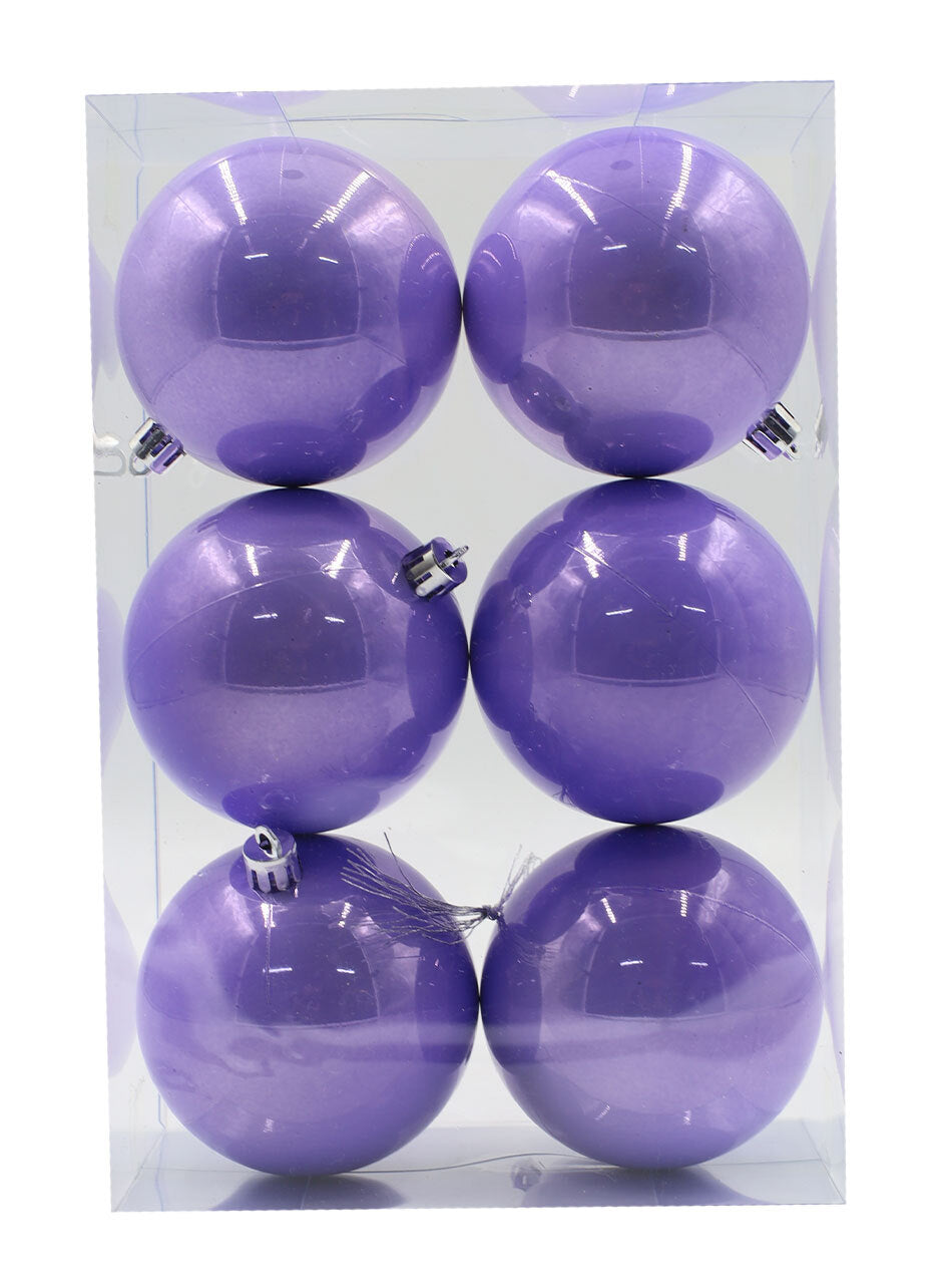 Light Purple Christmas Baubles 80mm Packs Pearl
