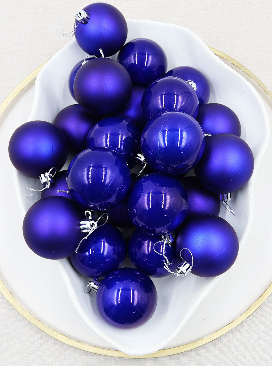 Royal Blue Christmas Baubles 70mm Pearl Matt Packs