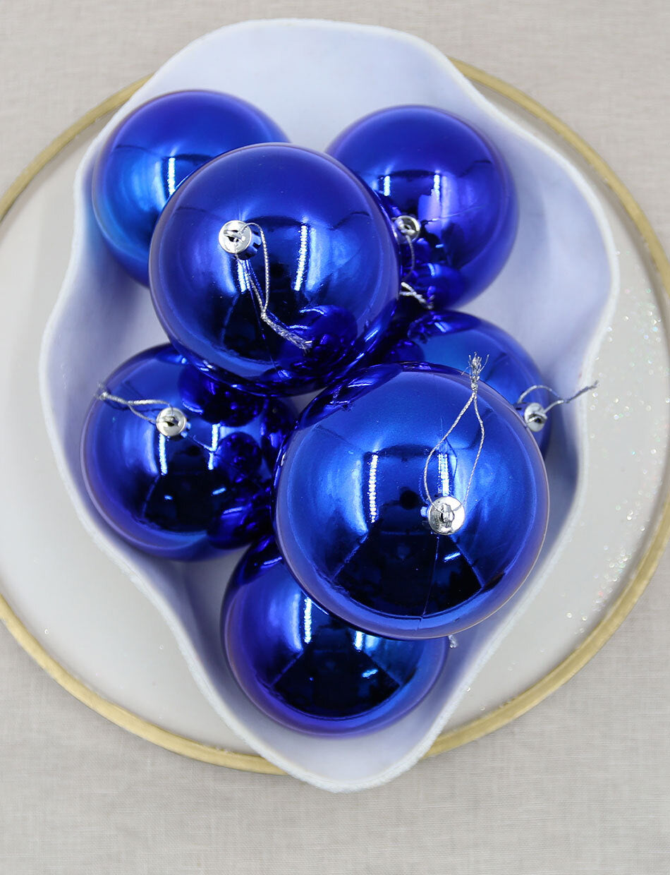 Royal Blue Christmas Baubles Gloss 100mm