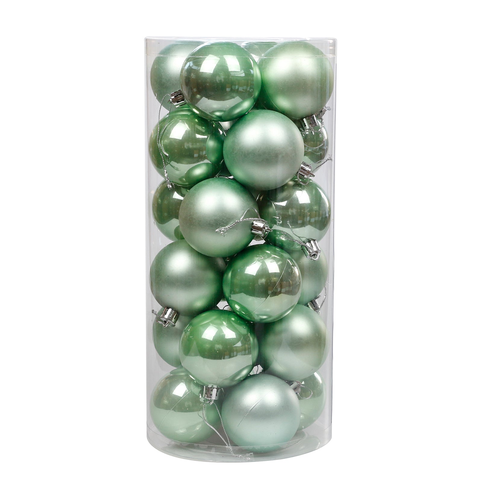 Mint Christmas Baubles 70mm Pearl Matt