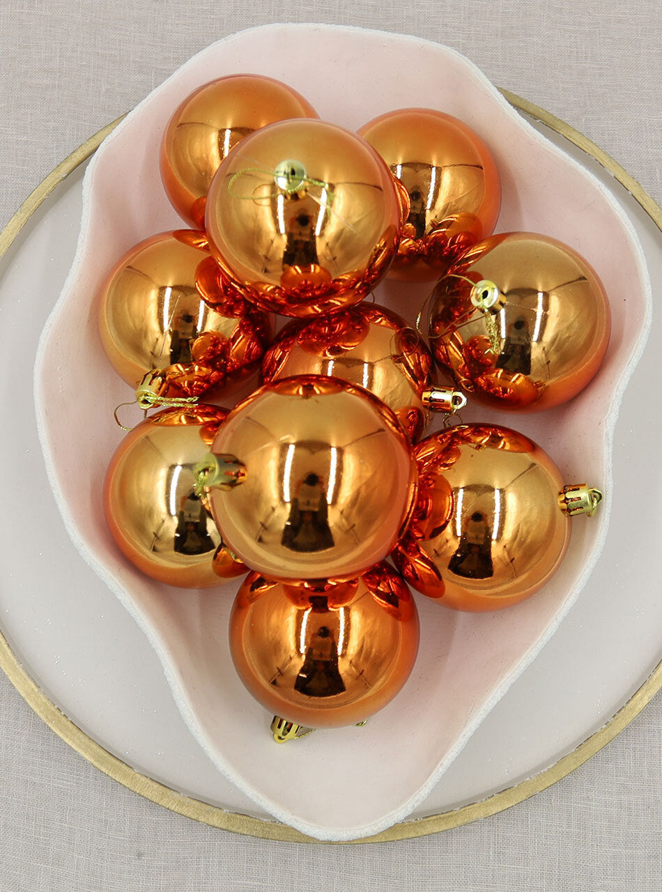 Orange Christmas Baubles 80mm 45 Baubles Gloss
