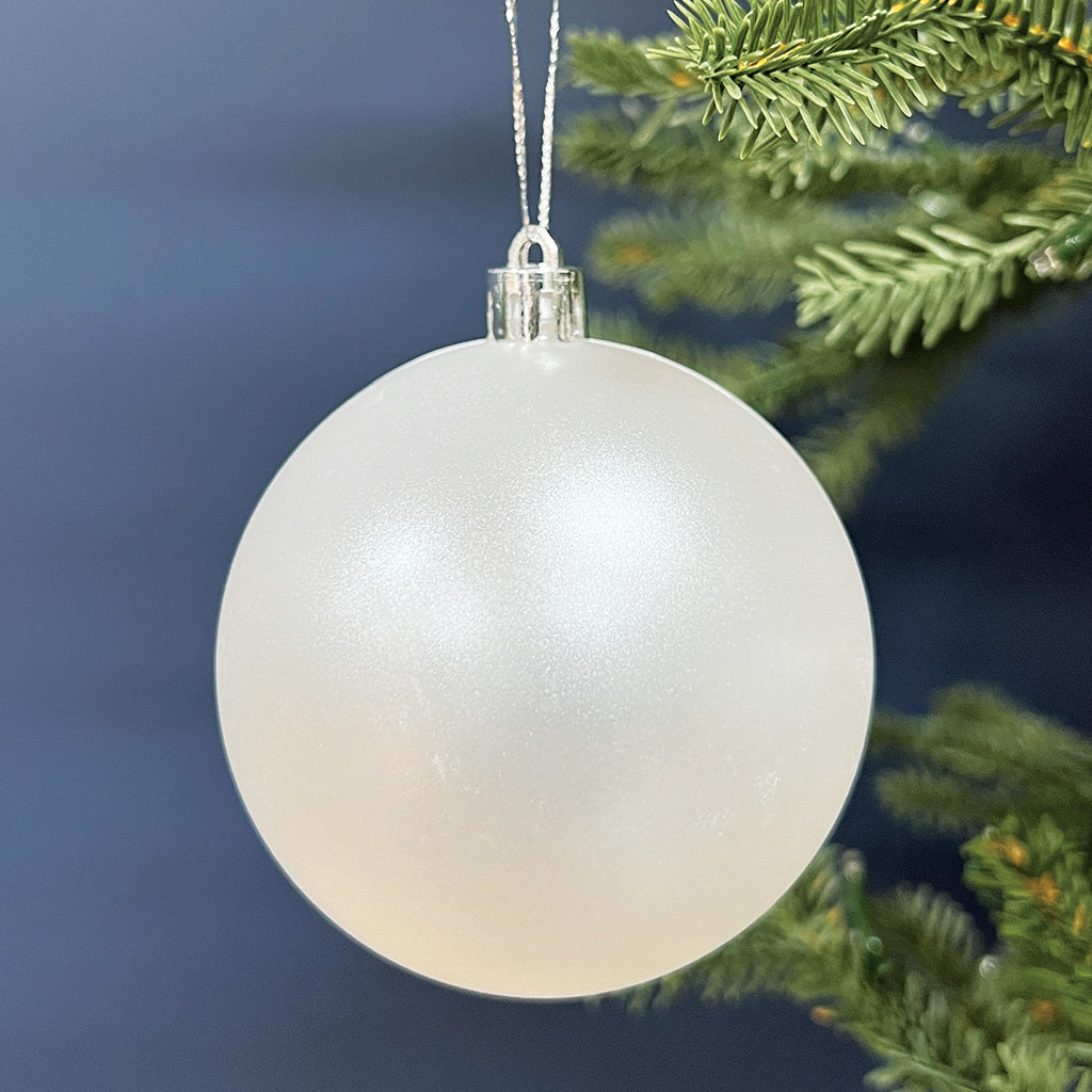 Pearl 100mm Christmas Baubles 24 Pack